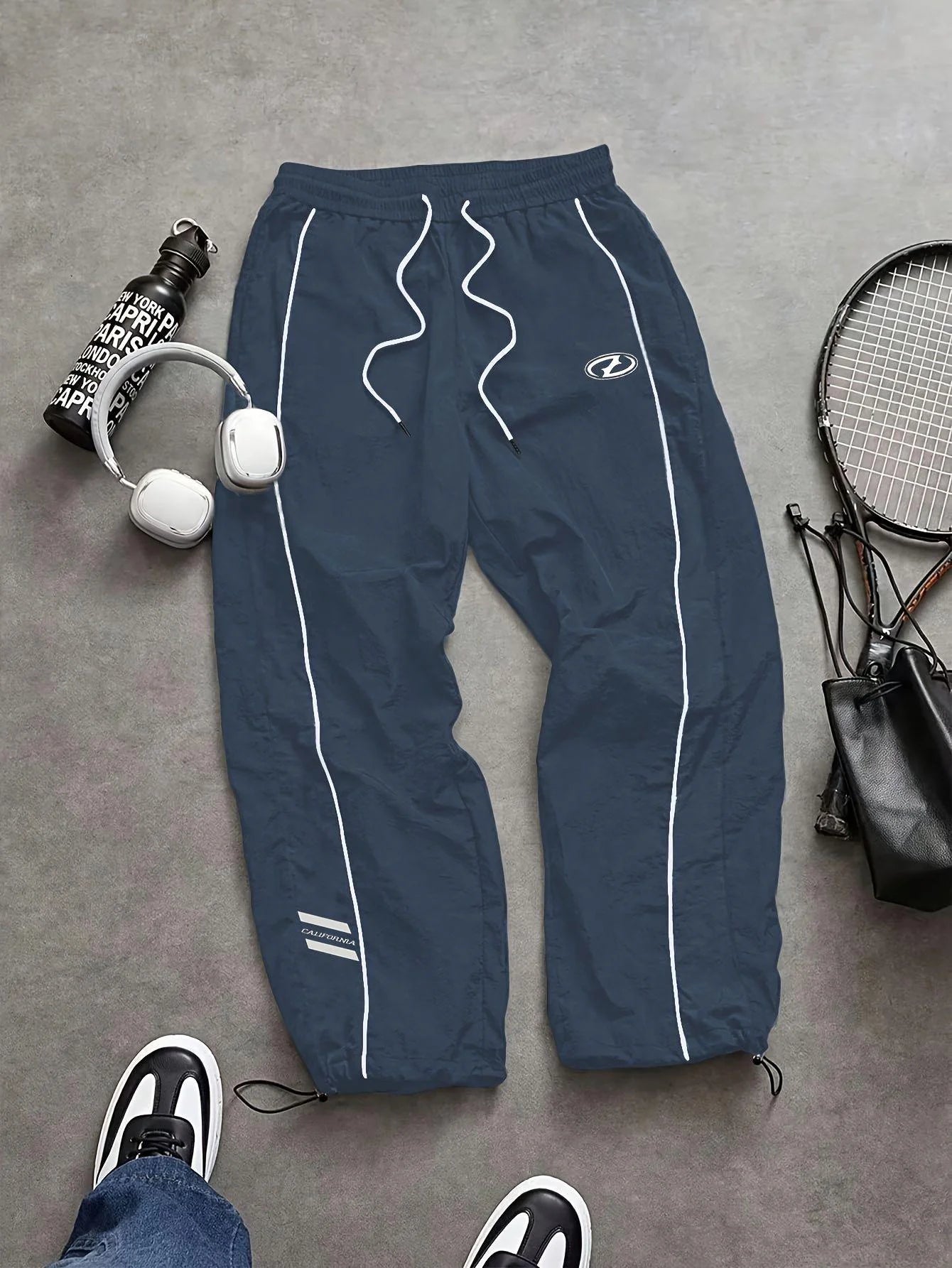 Men's Quick-Dry Jogger Pants Striped Athletic Streetwear