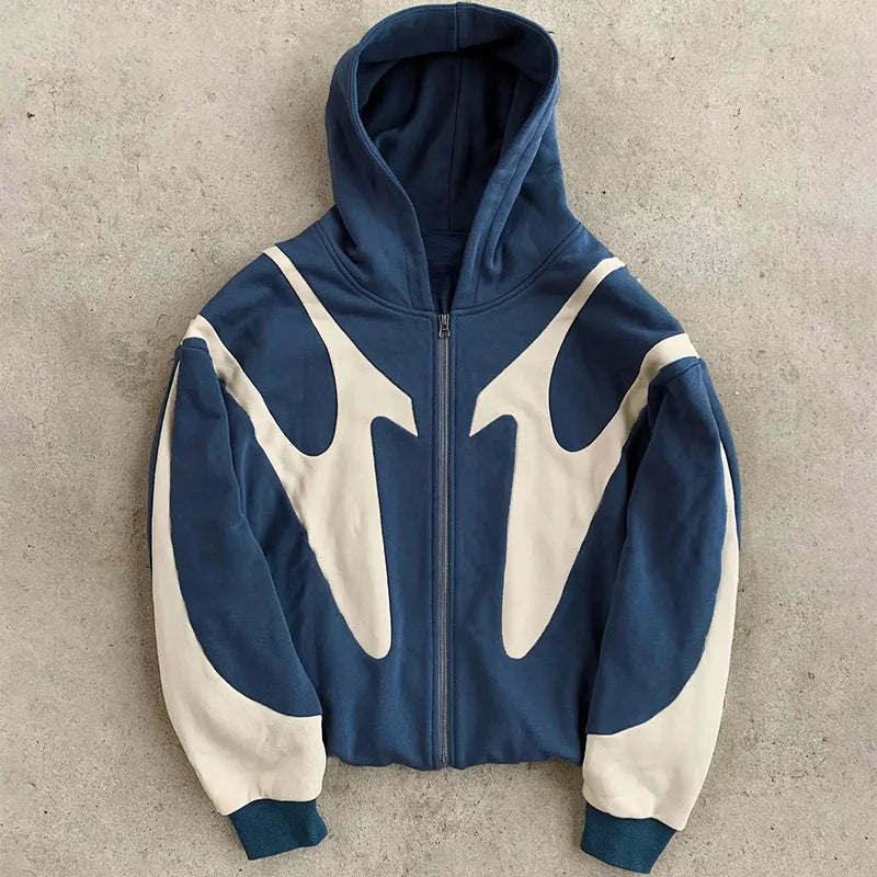 Y2K Devil Zip Hoodie – Oversized Harajuku Streetwear