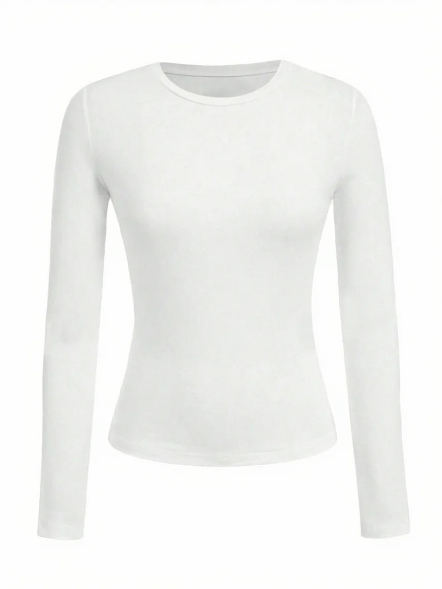 Women’s Long Sleeve Crew Neck Top – Soft Knit Basic