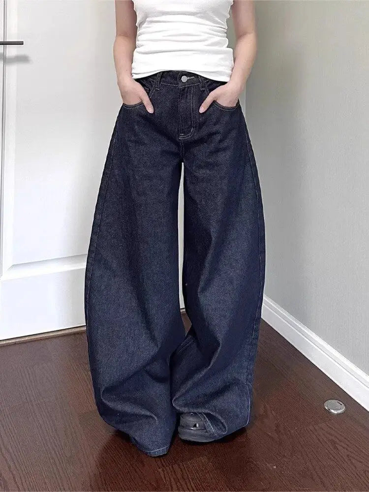 Vintage Washed Wide-Leg Jeans – Relaxed Street Fit