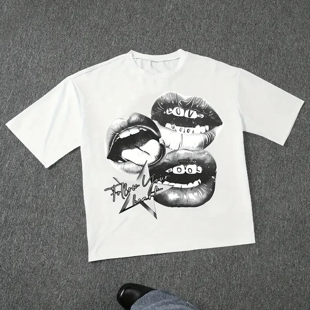 Harajuku Oversized Letter Graphic T-Shirt Y2K Streetwear