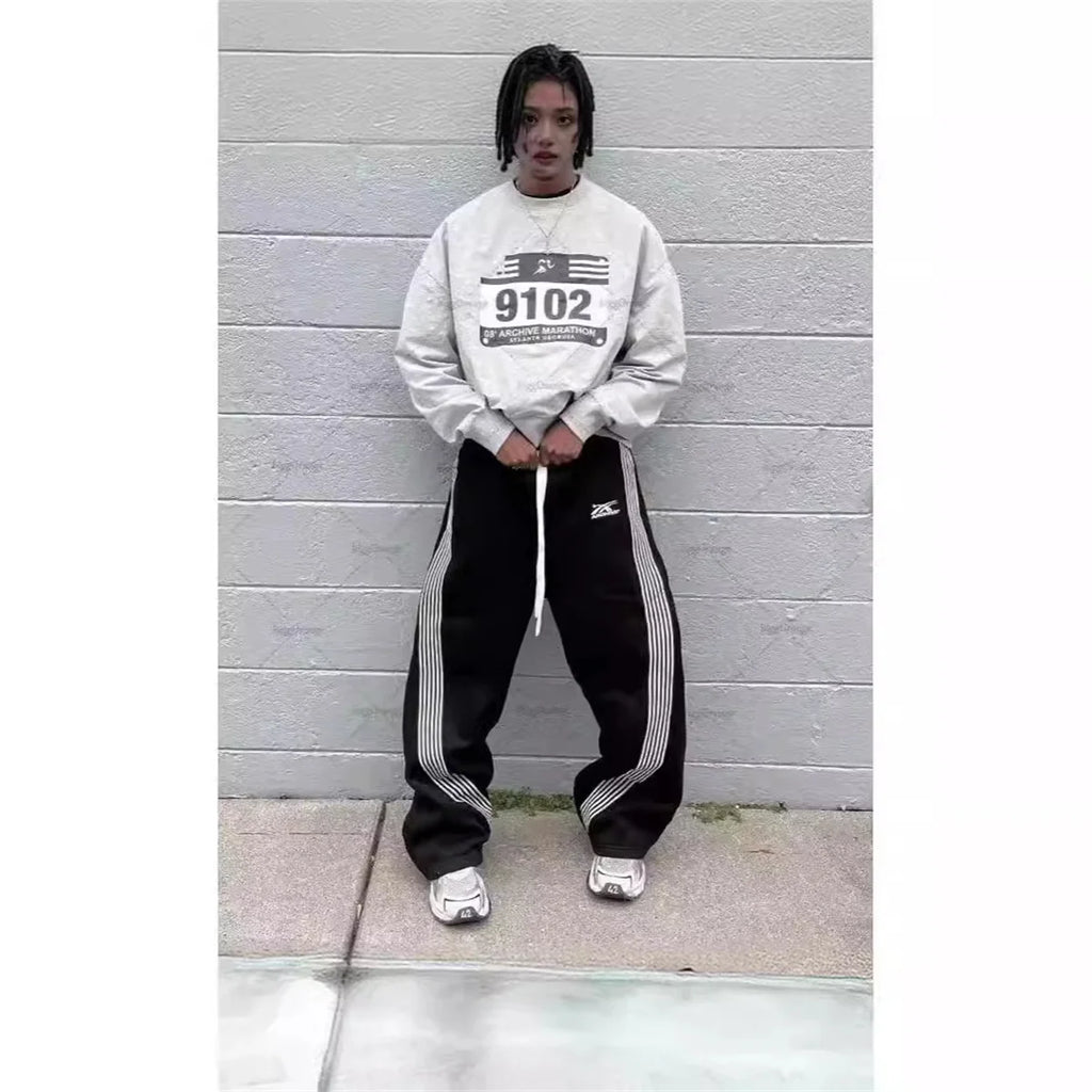 Y2K Wide-Leg Tactical Sweatpants With Utility Pockets