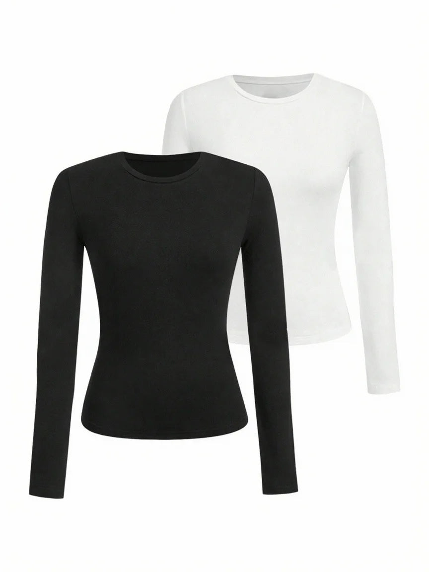 Women’s Long Sleeve Crew Neck Top – Soft Knit Basic