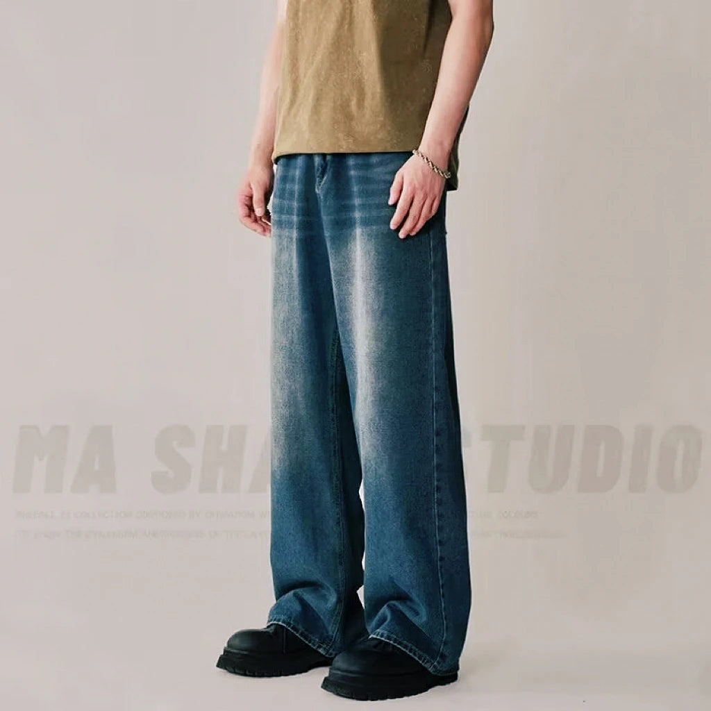 Men's Vintage Wide-Leg Denim Jeans – Relaxed Fit