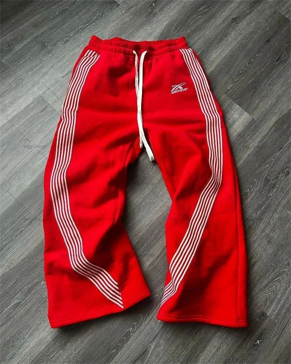 Y2K Wide-Leg Tactical Sweatpants With Utility Pockets