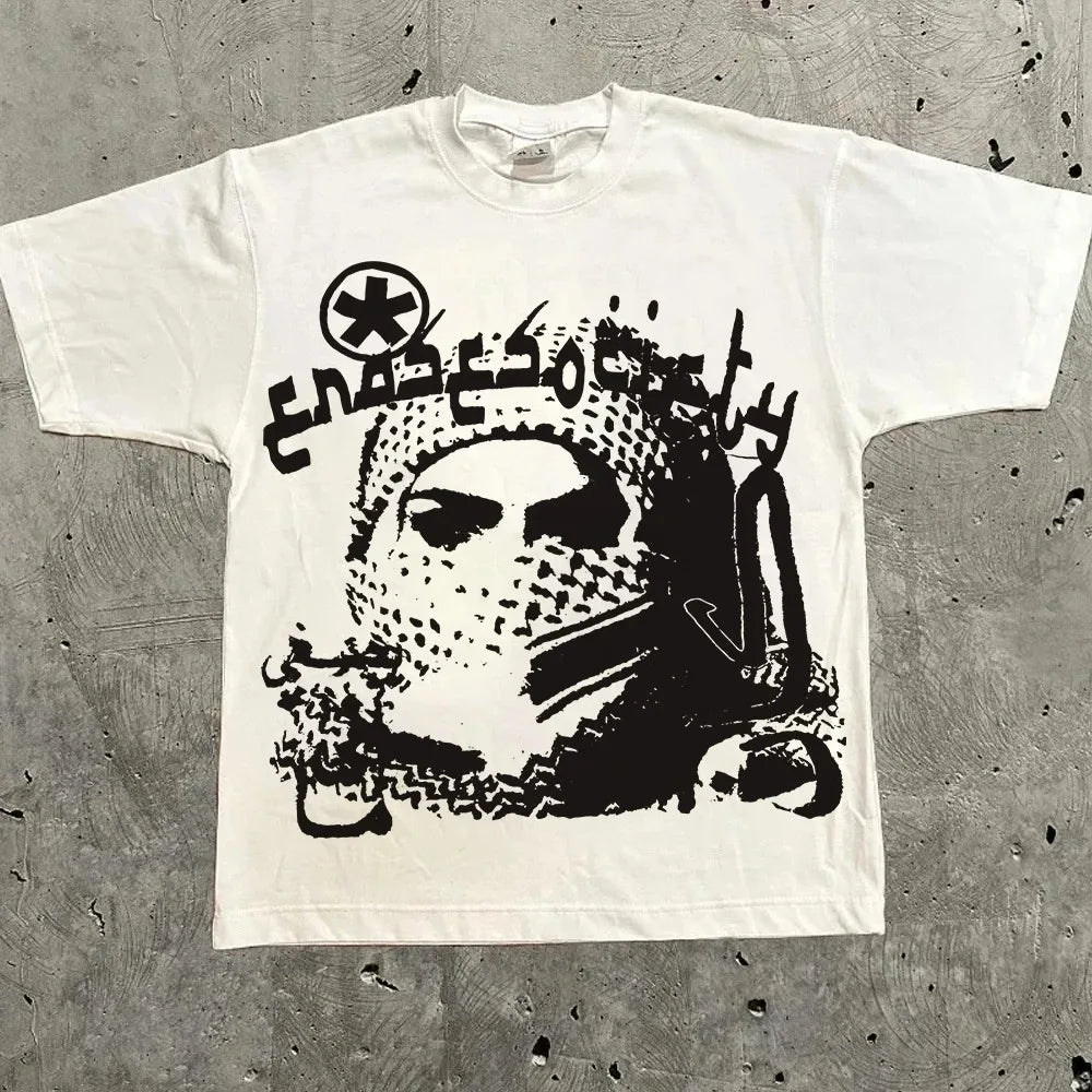 Harajuku Oversized Letter Graphic T-Shirt Y2K Streetwear