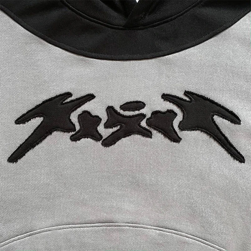 Oversized Color Block Hoodie – Embroidered Streetwear
