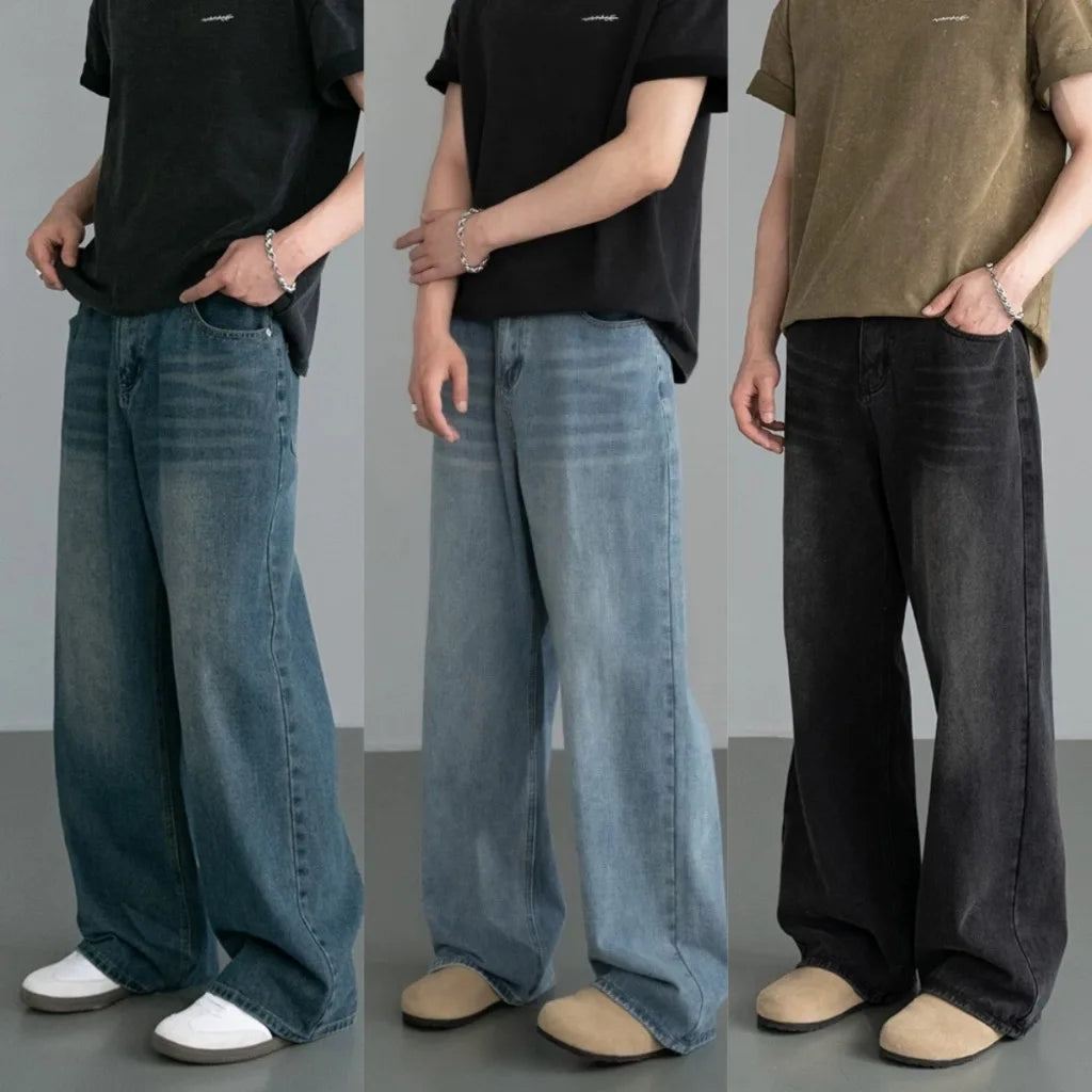 Men's Vintage Wide-Leg Denim Jeans – Relaxed Fit
