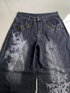 Vintage Wide-Leg Streetwear Jeans – Washed Graphic Denim