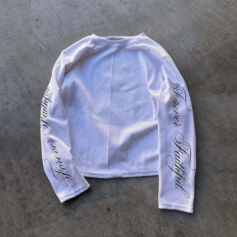 Y2K Vintage Long Sleeve T-Shirt – Retro Letter Print