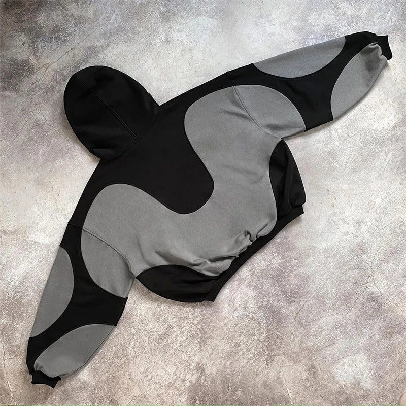 Oversized Color Block Hoodie – Embroidered Streetwear