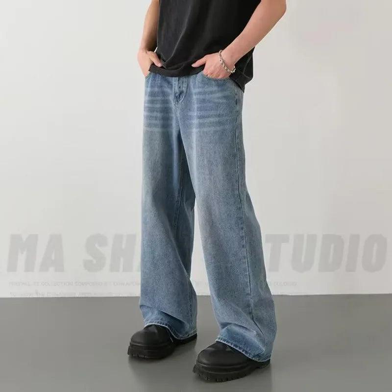 Men's Vintage Wide-Leg Denim Jeans – Relaxed Fit