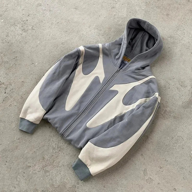 Y2K Devil Zip Hoodie – Oversized Harajuku Streetwear