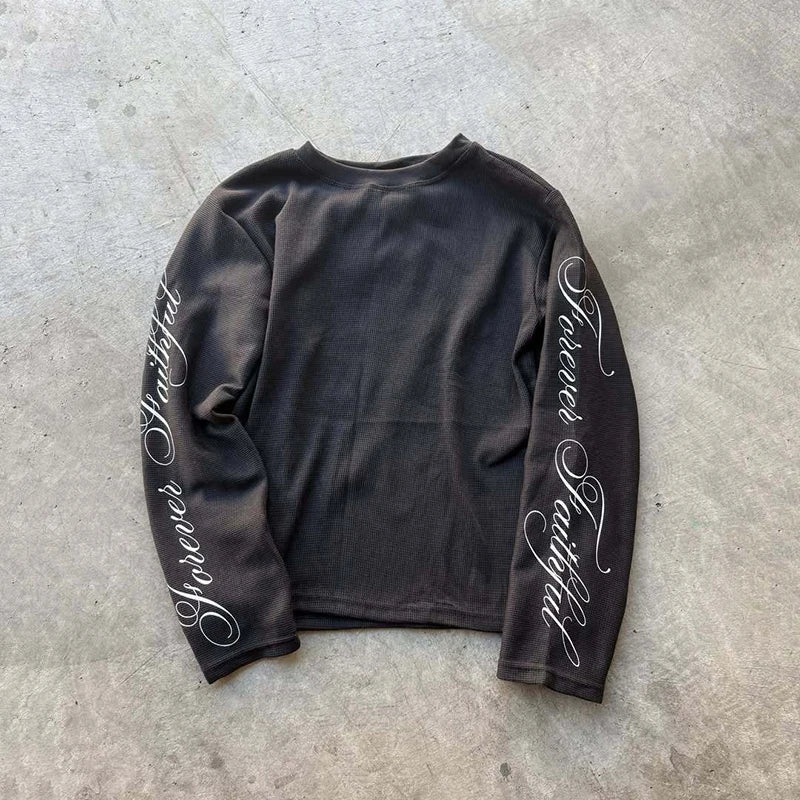 Y2K Vintage Long Sleeve T-Shirt – Retro Letter Print