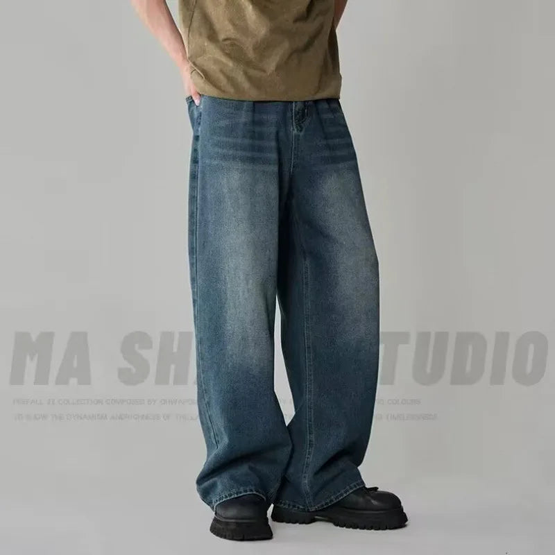 Men's Vintage Wide-Leg Denim Jeans – Relaxed Fit