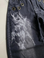Vintage Wide-Leg Streetwear Jeans – Washed Graphic Denim