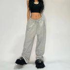 Y2K Wide-Leg Tactical Sweatpants With Utility Pockets
