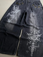 Vintage Wide-Leg Streetwear Jeans – Washed Graphic Denim
