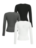 Women’s Long Sleeve Crew Neck Top – Soft Knit Basic