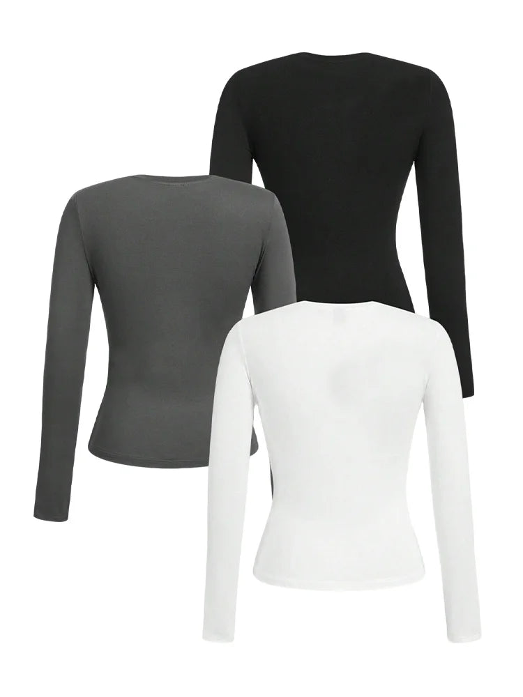 Women’s Long Sleeve Crew Neck Top – Soft Knit Basic