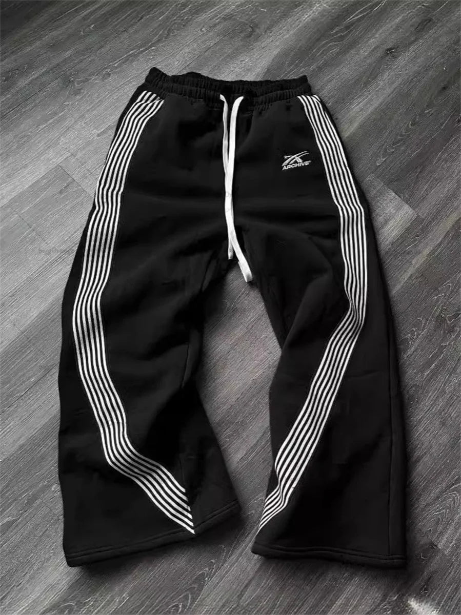 Y2K Wide-Leg Tactical Sweatpants With Utility Pockets