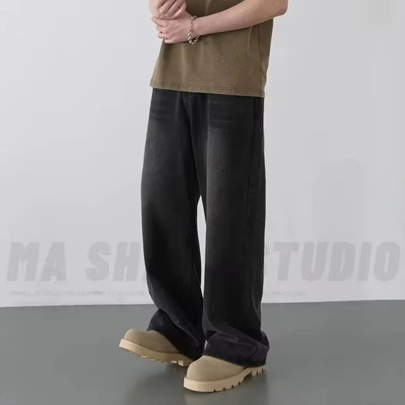 Men's Vintage Wide-Leg Denim Jeans – Relaxed Fit