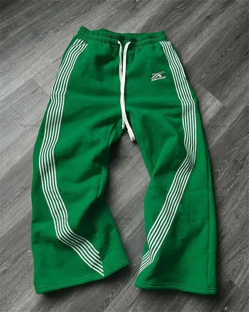 Y2K Wide-Leg Tactical Sweatpants With Utility Pockets