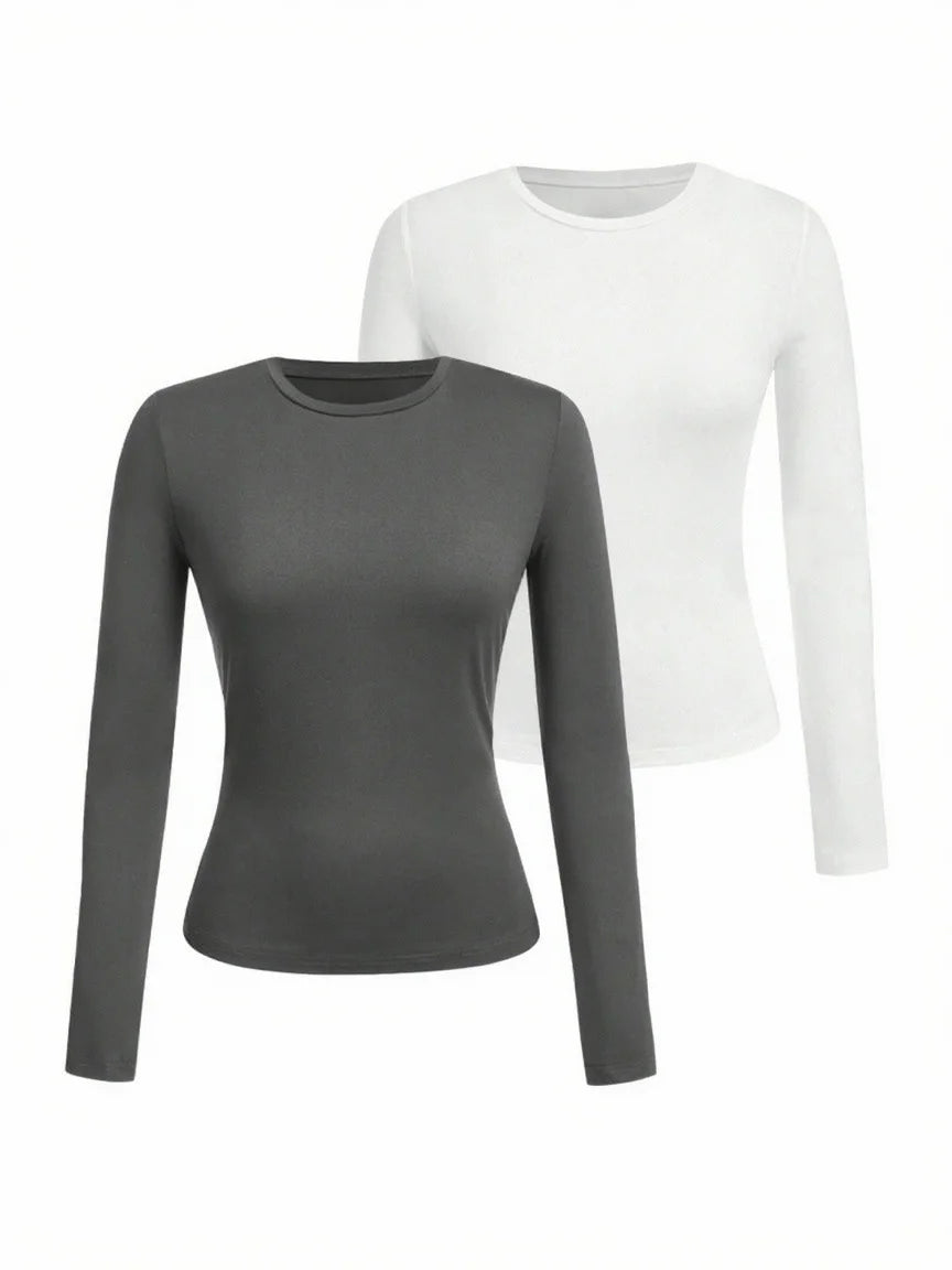 Women’s Long Sleeve Crew Neck Top – Soft Knit Basic