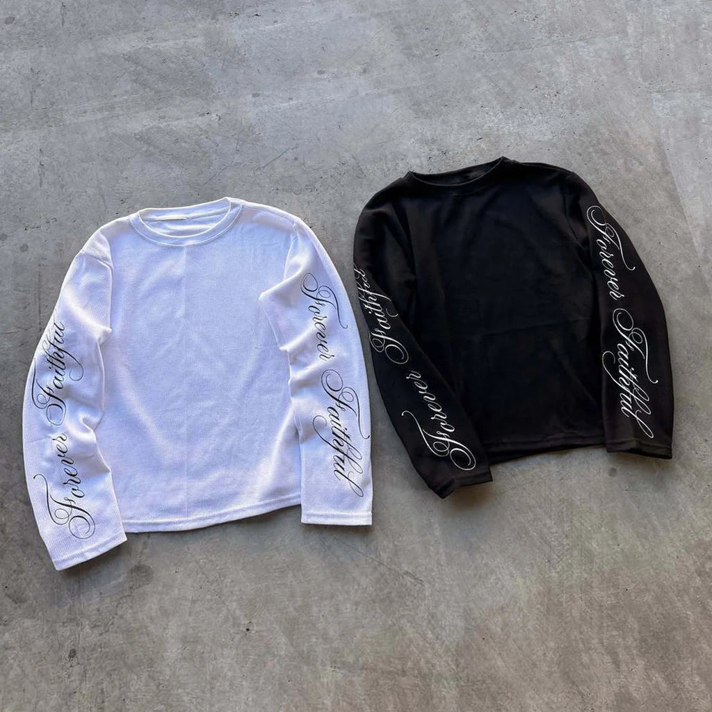 Y2K Vintage Long Sleeve T-Shirt – Retro Letter Print