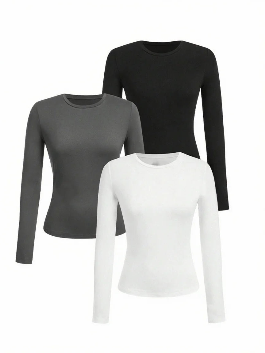 Women’s Long Sleeve Crew Neck Top – Soft Knit Basic