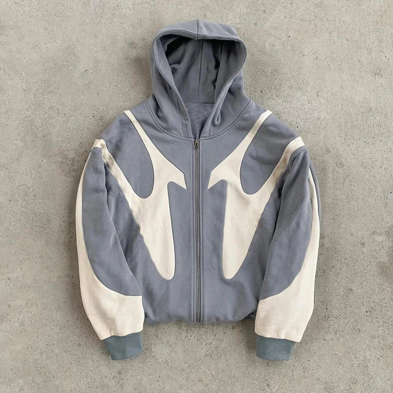 Y2K Devil Zip Hoodie – Oversized Harajuku Streetwear